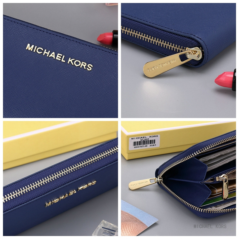 新款 MK/Michael Kors 經典十字紋長夾